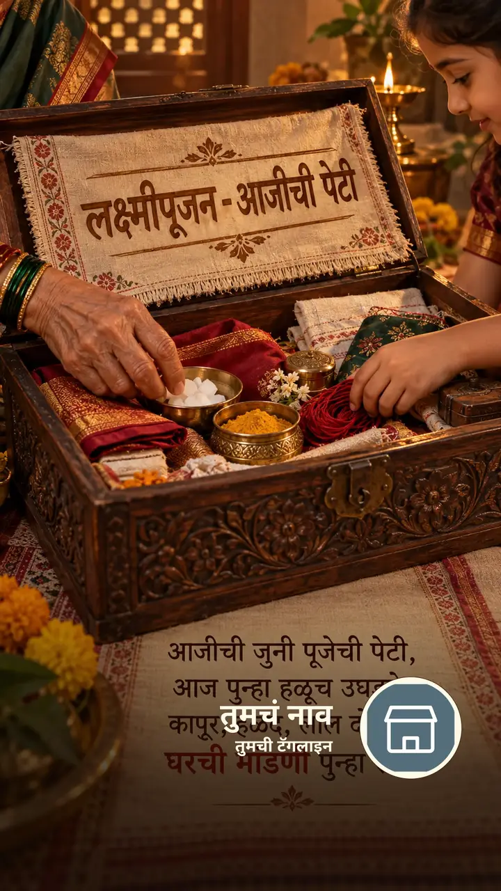 लक्ष्मीपूजन - आजीची पेटी - Festival Image, फुलं, दिवा, कुटुंब, आई