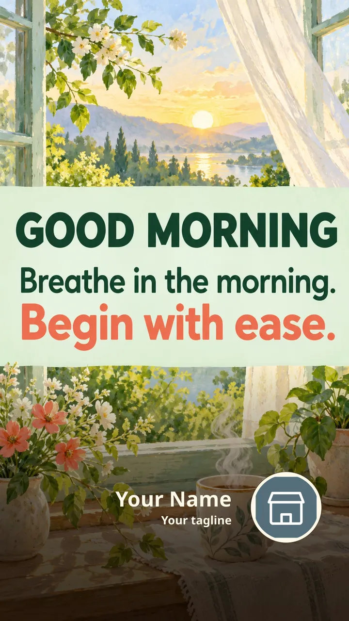 GOOD MORNING - Breathe in the morning. - Good Morning Image, Flowers, Sunrise, Nature, Coffee