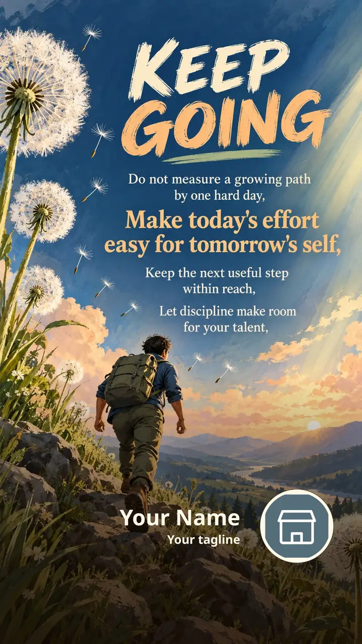 KEEP GOING - Do not measure a growing path by one hard day, - Motivational Image, Nature, Mountains