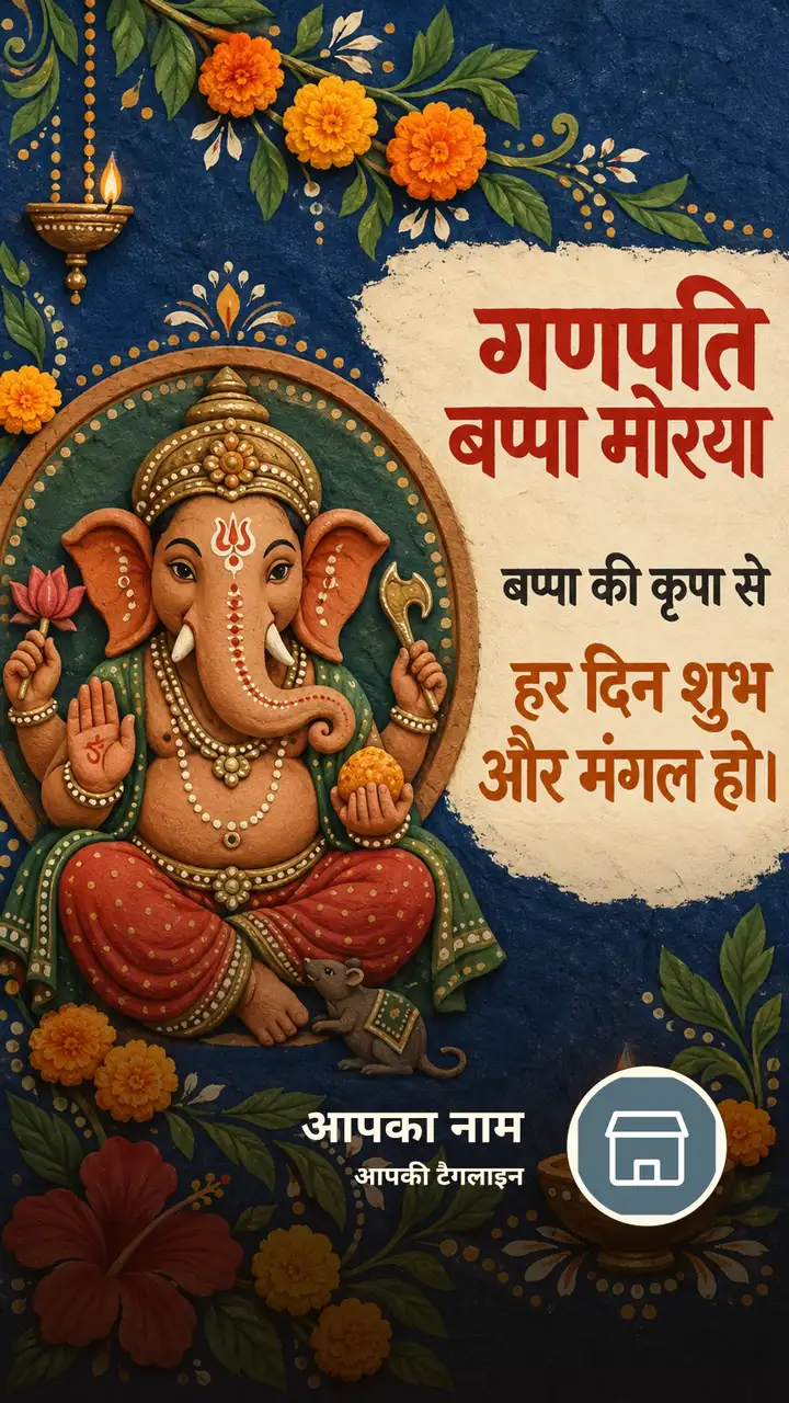 गणपति बप्पा मोरया - बप्पा की कृपा से - Bhakti Image, फूल, दीया, गणेश