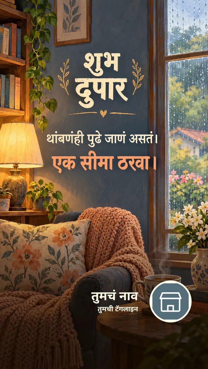 शुभ दुपार - थांबणंही पुढे जाणं असतं। - एक सीमा ठरवा। - Shubh Dupar Image