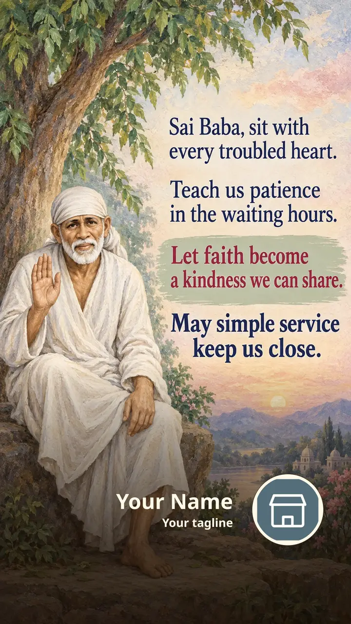 Sai Baba, sit with every troubled - Devotional Image, Sai Baba