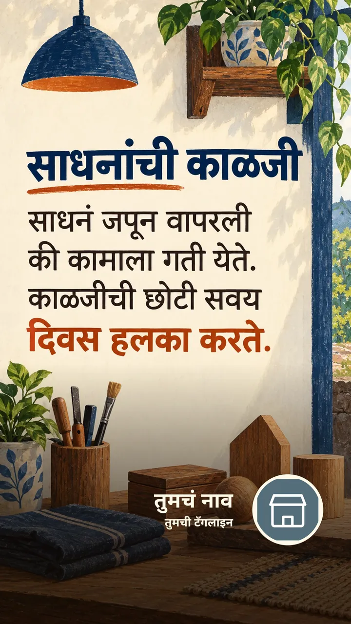 साधनांची काळजी - Suvichar Image, निसर्ग, गाव