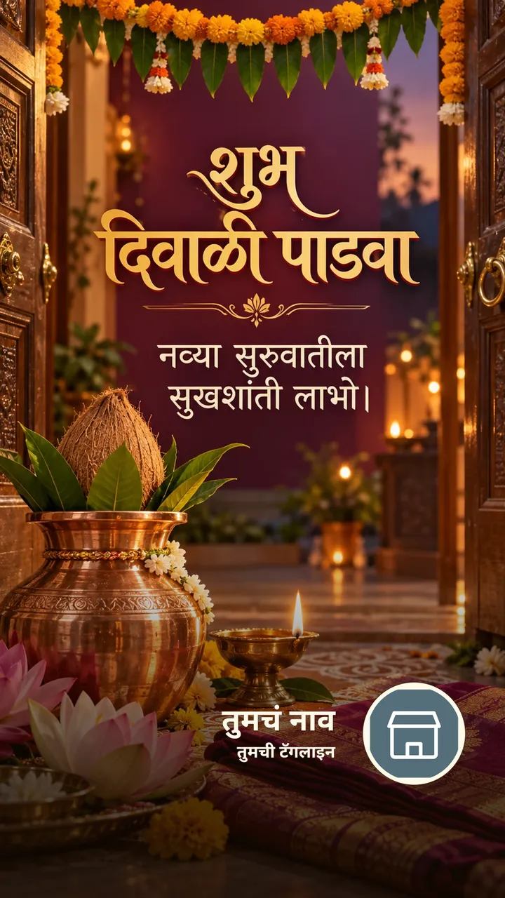 शुभ दिवाळी पाडवा - नव्या सुरुवातीला - Festival Image, फुलं, दिवा
