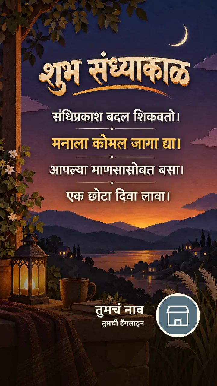 शुभ संध्याकाळ - संधिप्रकाश बदल शिकवतो। - मनाला कोमल जागा द्या। - Sandhyakal Image