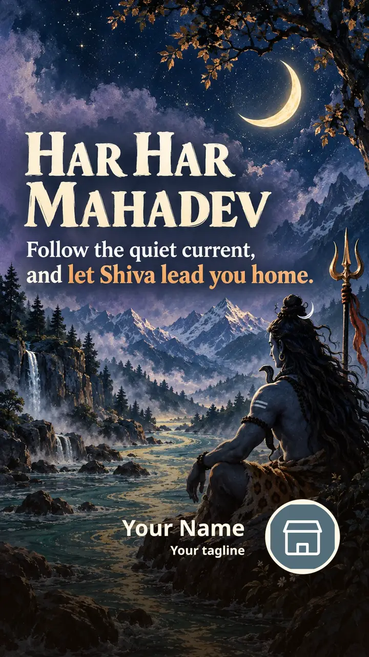 Har Har Mahadev - Follow the quiet current, - Devotional Image, Shiva