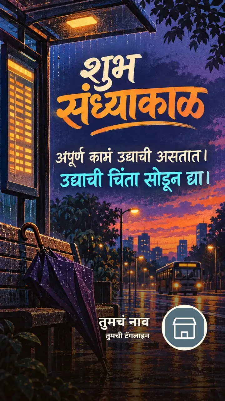 शुभ संध्याकाळ - अपूर्ण कामं उद्याची असतात। - उद्याची चिंता सोडून द्या। - Sandhyakal Image