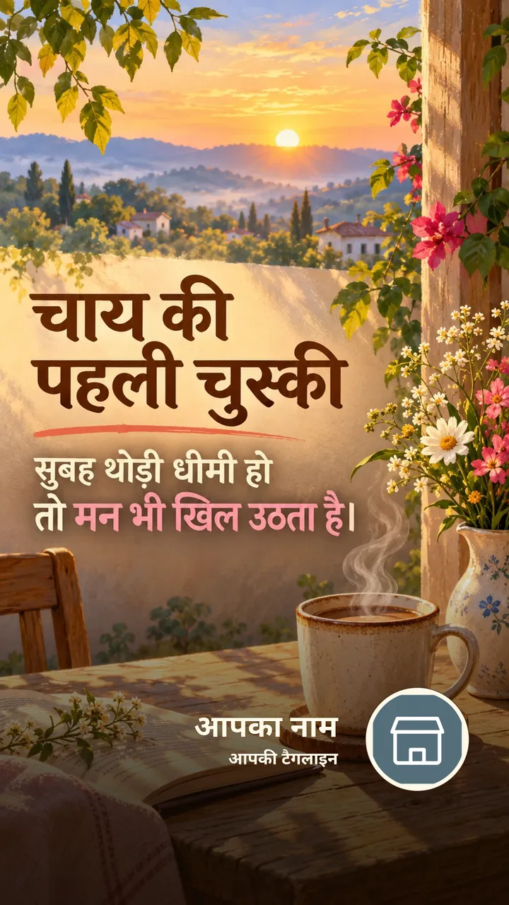 चाय की पहली चुस्की - Suprabhat Image, फूल, सूर्योदय, कॉफ़ी