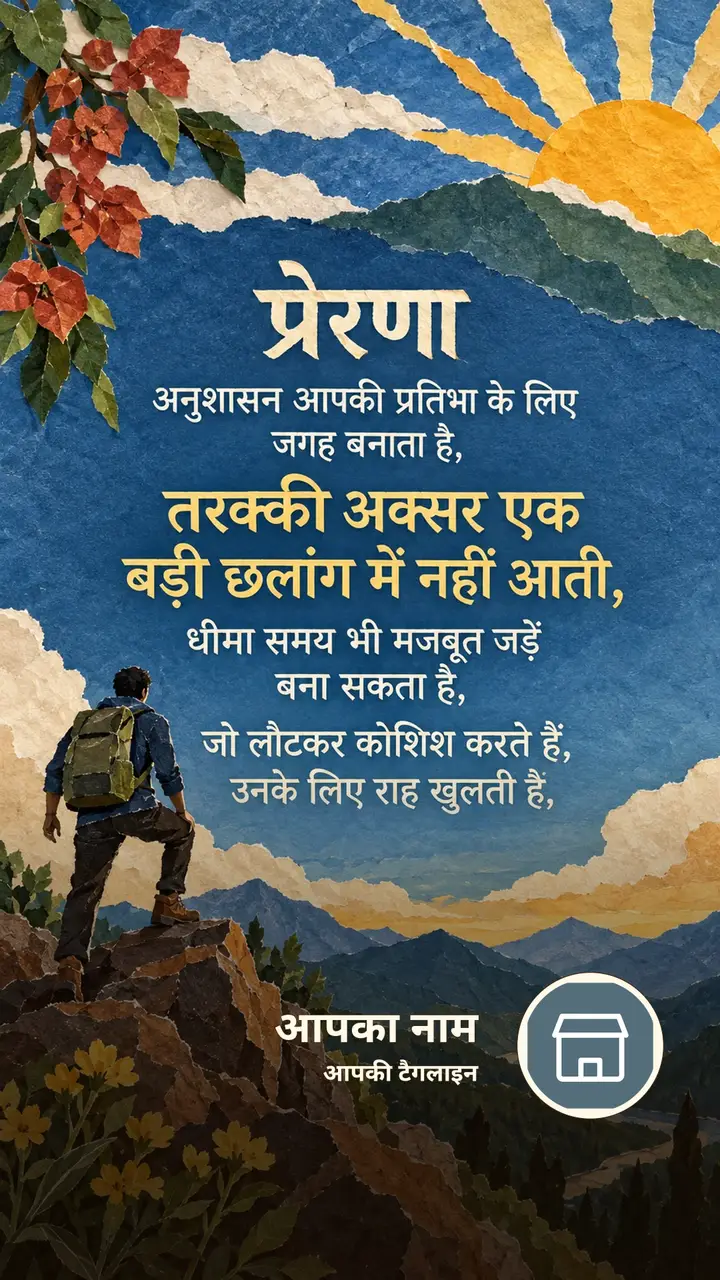 प्रेरणा - अनुशासन आपकी प्रतिभा के लिए जगह बनाता है, - तरक्की अक्सर एक - Motivational Image, प्रकृति, पहाड़