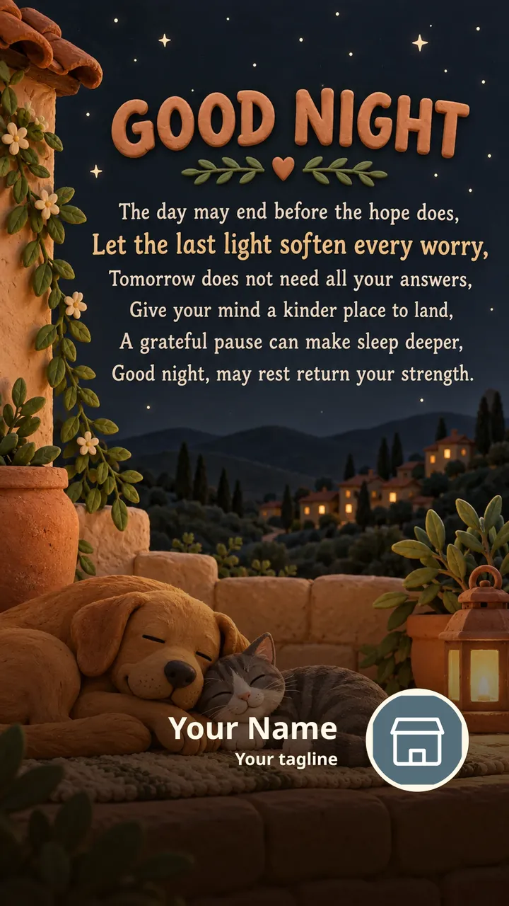 GOOD NIGHT - The day may end before the hope does, - Let the last - Good Night Image, Moon, Stars, Candle