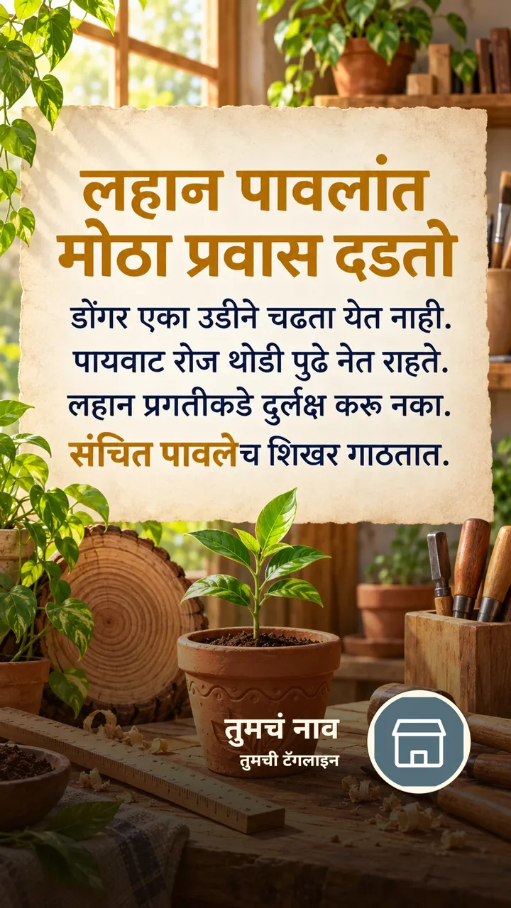 लहान पावलांत मोठा प्रवास दडतो - Suvichar Image, निसर्ग, गाव