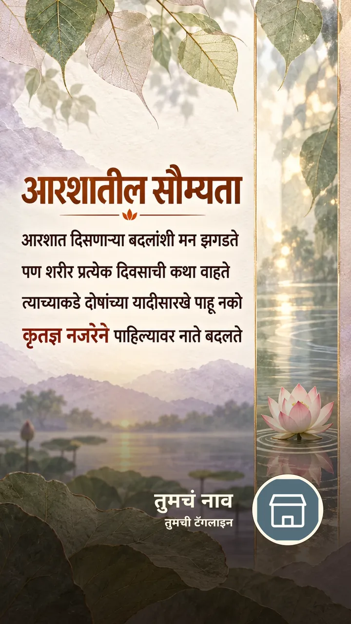 आरशातील सौम्यता - Suvichar Image, कमळ, निसर्ग, डोंगर