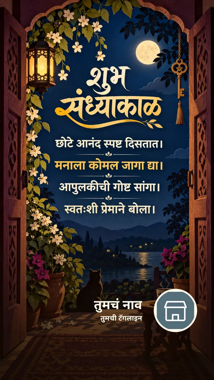 शुभ संध्याकाळ - छोटे आनंद स्पष्ट दिसतात। - मनाला कोमल जागा द्या। - Sandhyakal Image