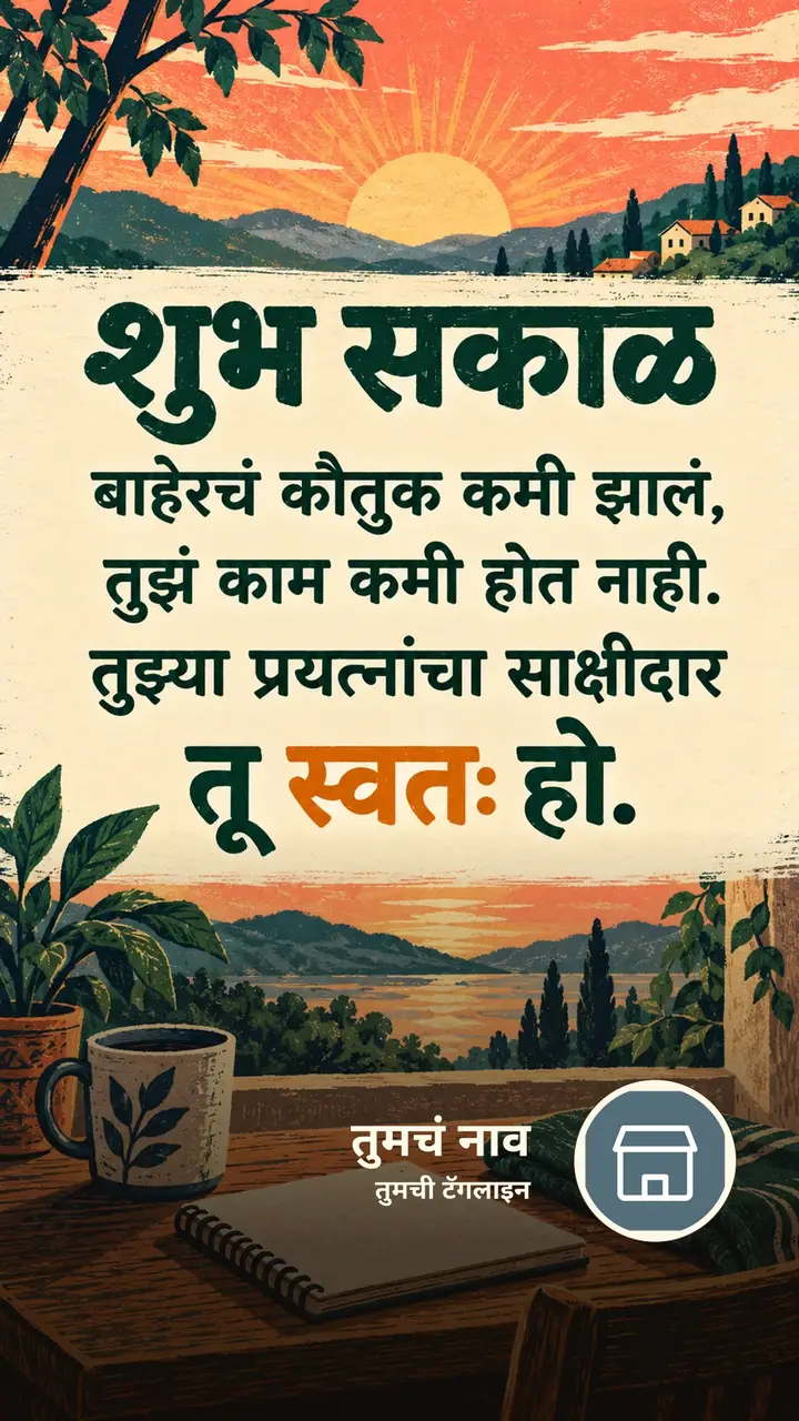 शुभ सकाळ - बाहेरचं कौतुक कमी झालं, - Shubh Sakal Image, सूर्योदय, निसर्ग, चहा
