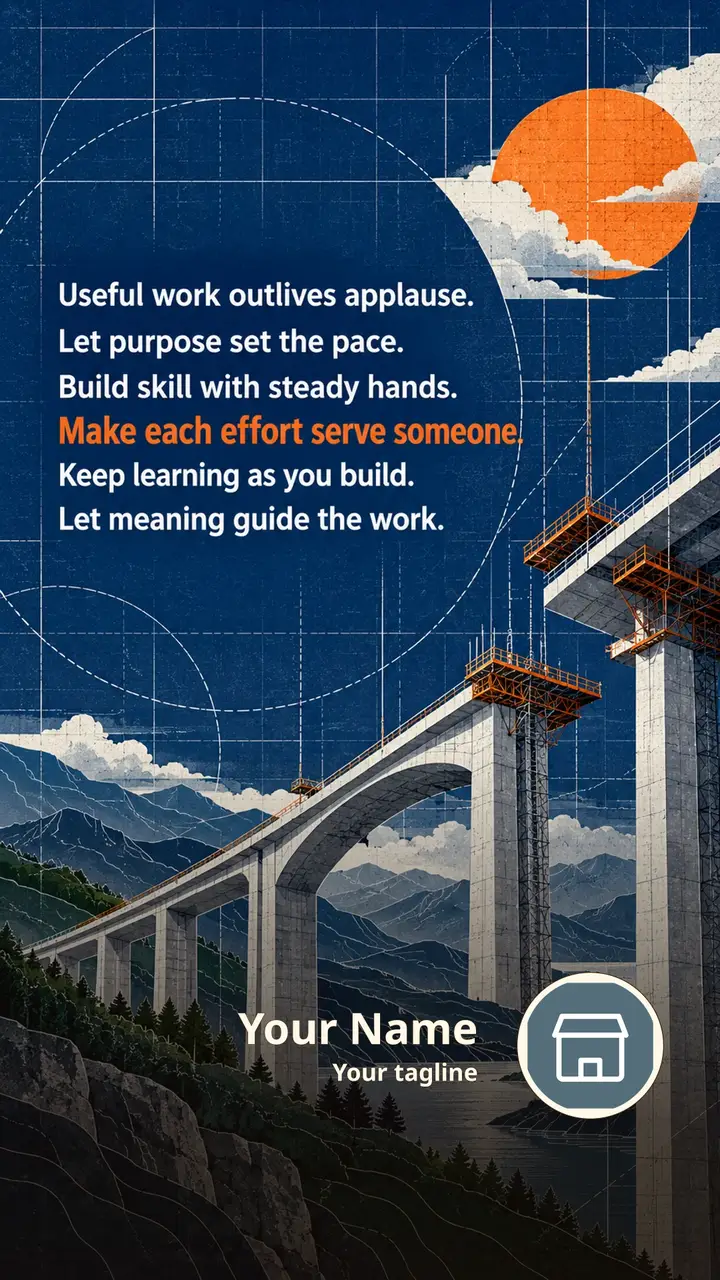 Useful work outlives applause. - Motivational Image, Nature, Mountains, Sky