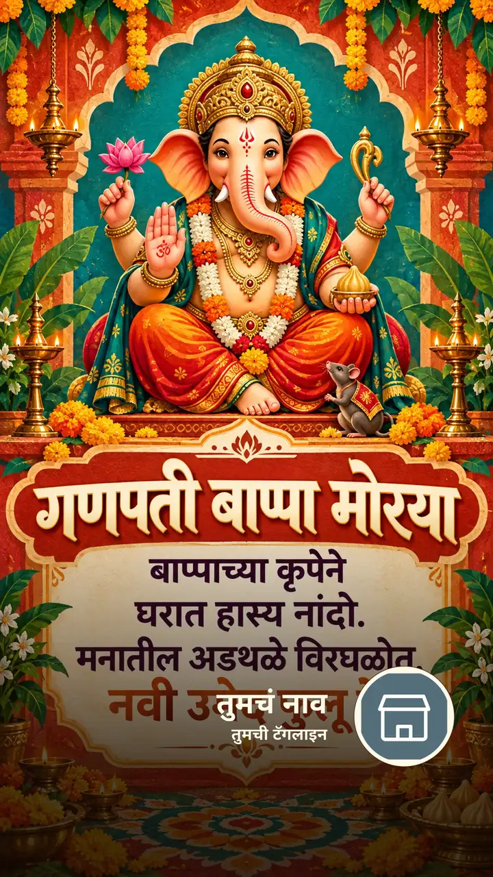 गणपती बाप्पा मोरया - बाप्पाच्या कृपेने - Bhakti Image, फुलं, दिवा, गणपती