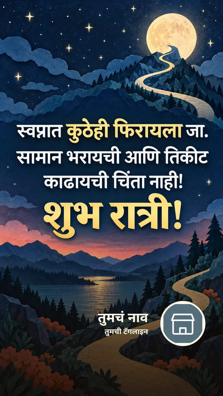 स्वप्नात कुठेही फिरायला जा. - Shubh Ratri Image, डोंगर, चांदण्या