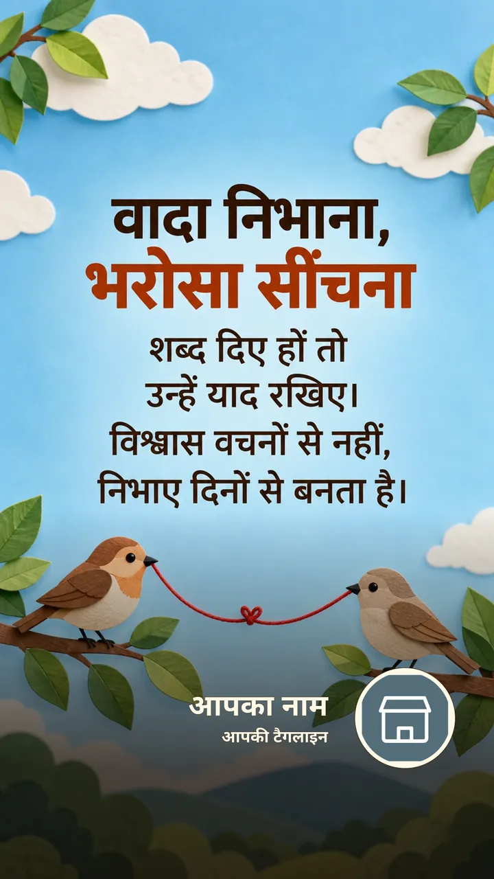 वादा निभाना, भरोसा सींचना - Suvichar Image, पक्षी