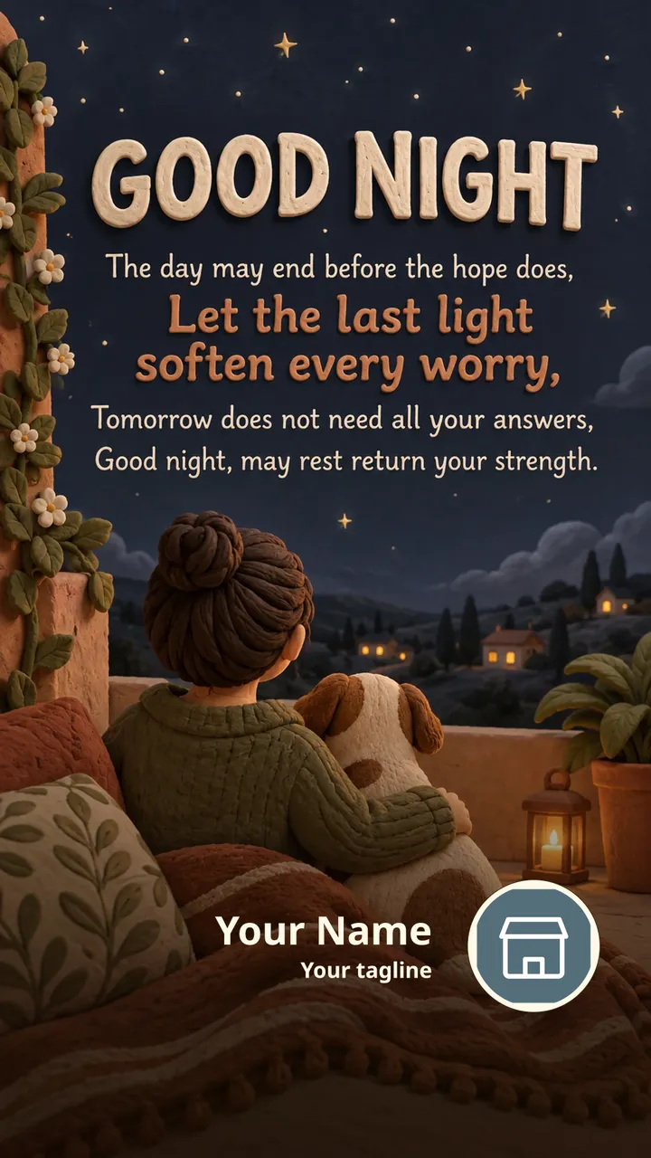 GOOD NIGHT - The day may end before the hope does, - Let the last - Good Night Image, Moon, Stars, Candle