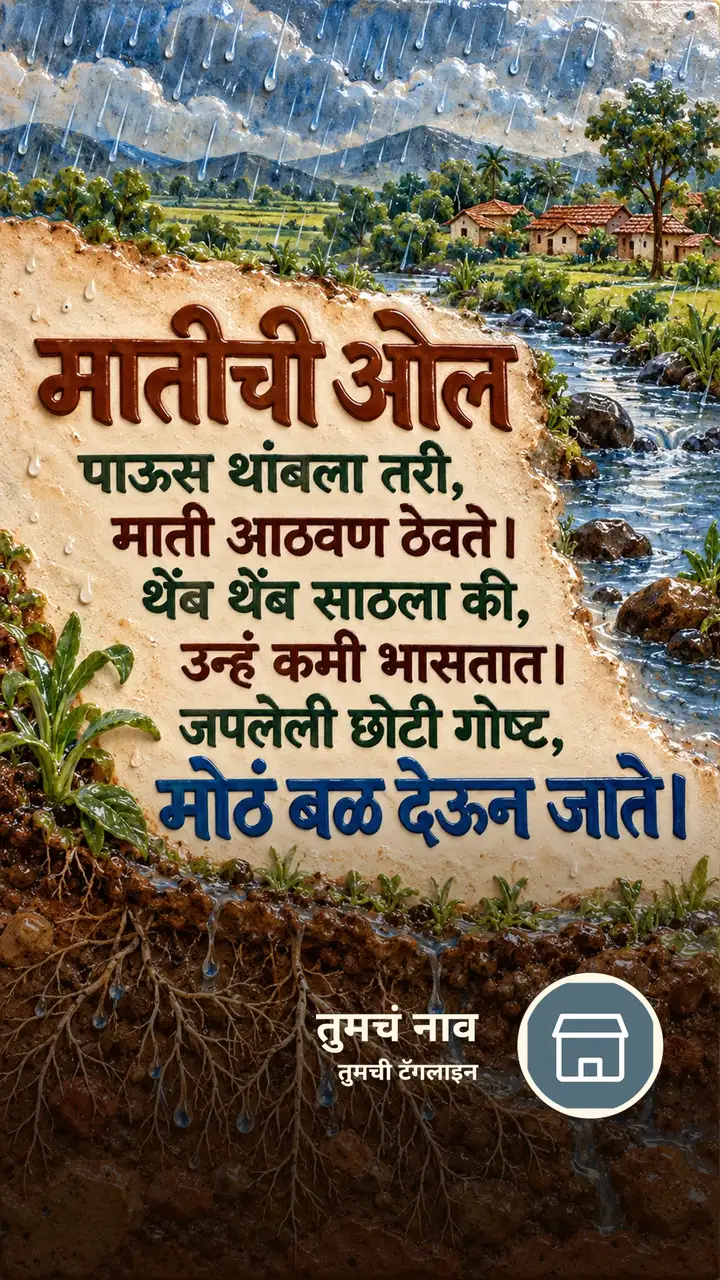 मातीची ओल - Suvichar Image, निसर्ग, नदी, पाऊस, गाव