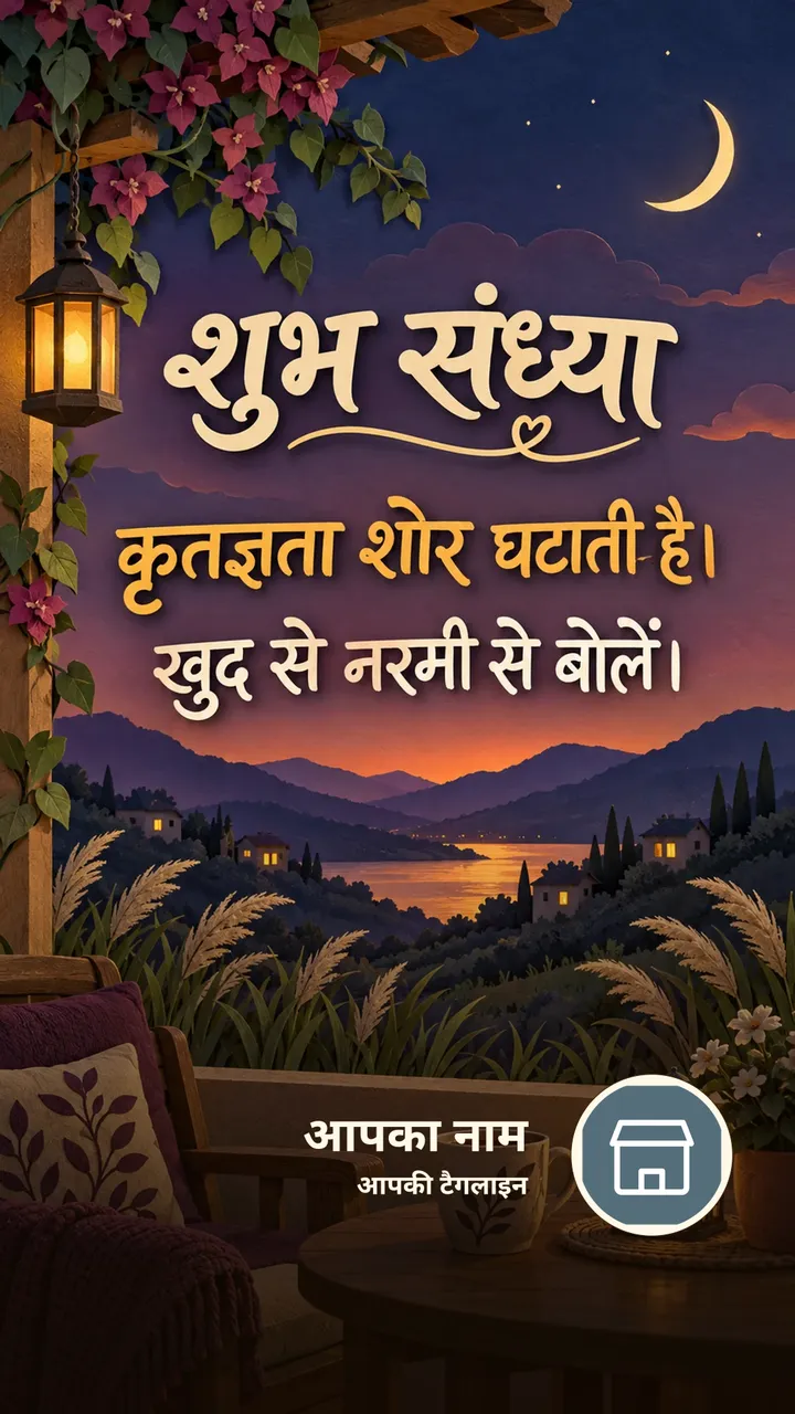 शुभ संध्या - कृतज्ञता शोर घटाती है। - खुद से नरमी से - Sandhya Image