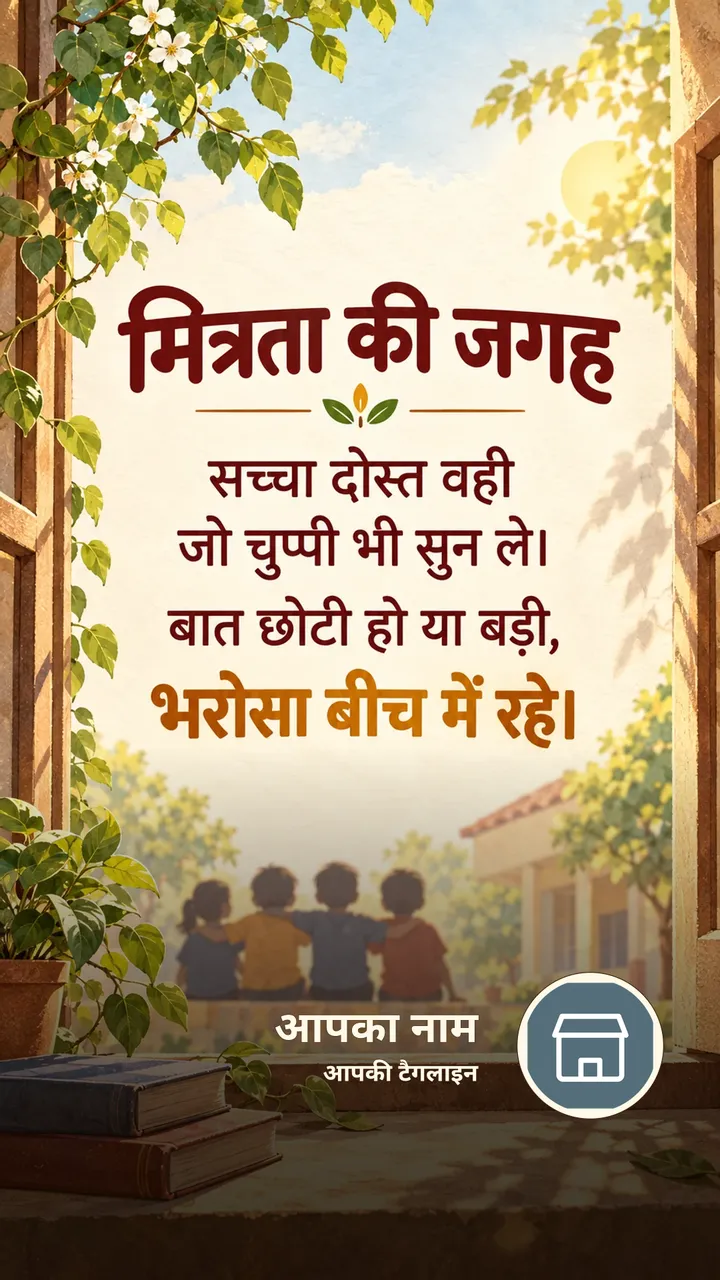 मित्रता की जगह - Suvichar Image, दोस्त, बच्चे
