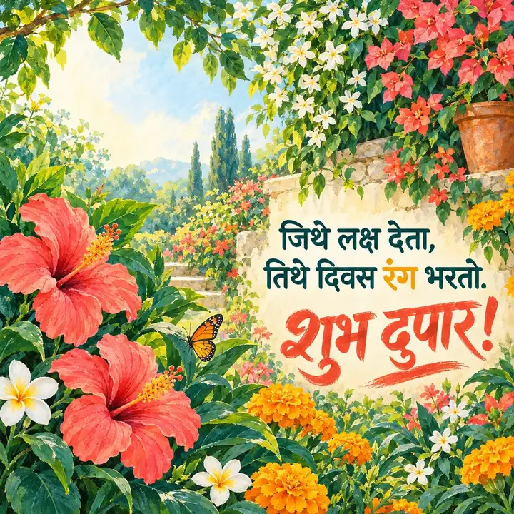 शुभ दुपार! - जिथे लक्ष देता, - Shubh Dupar Image, फुलं, निसर्ग, फुलपाखरू