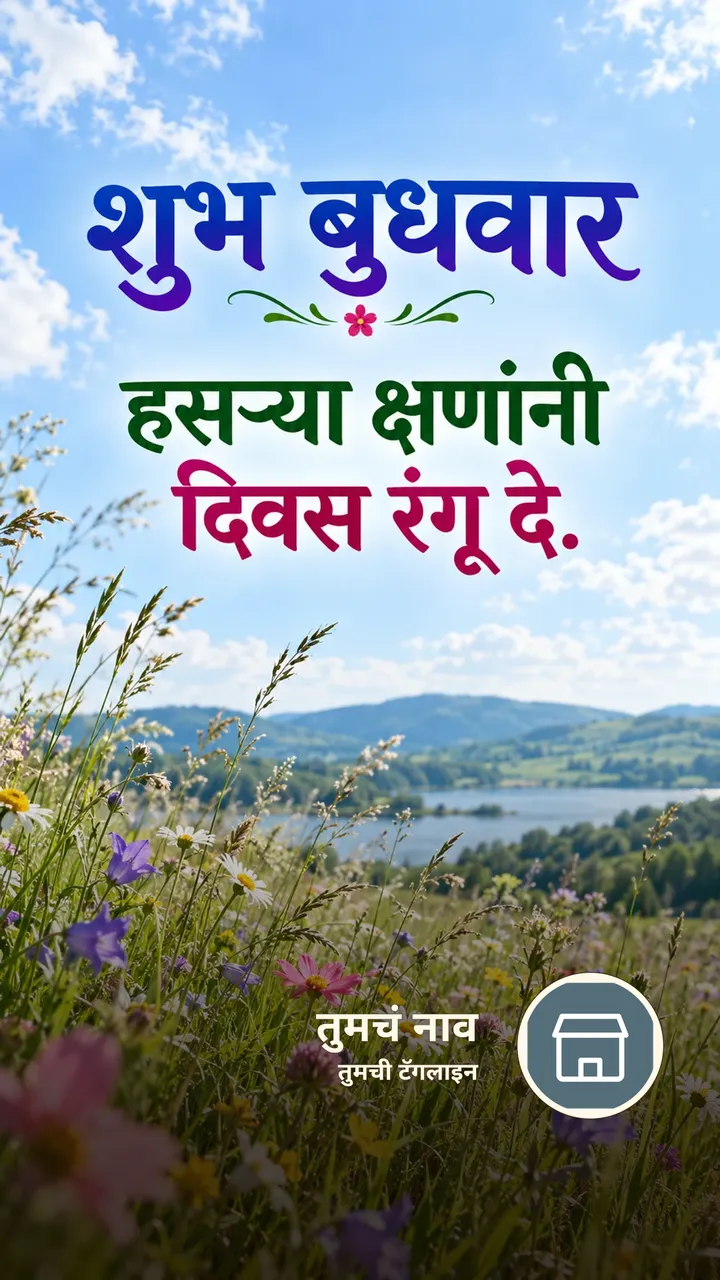 शुभ बुधवार - हसऱ्या क्षणांनी दिवस रंगू दे. - दिवसभराच्या शुभेच्छा Image, निसर्ग, डोंगर, नदी