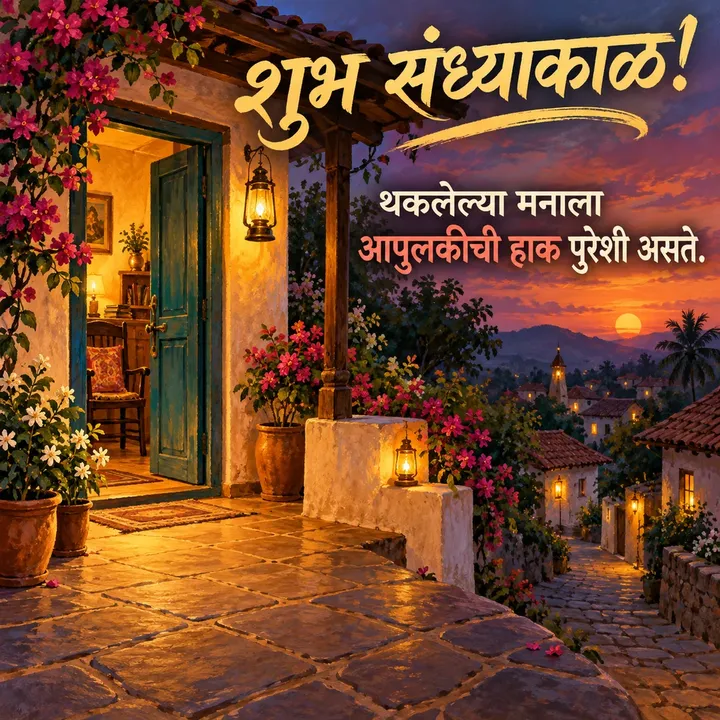 शुभ संध्याकाळ! - थकलेल्या मनाला - Sandhyakal Image, फुलं, सूर्यास्त, गाव