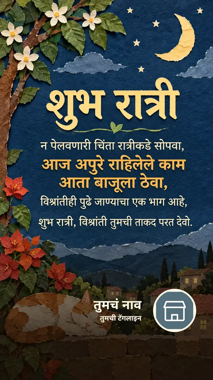 शुभ रात्री - न पेलवणारी चिंता रात्रीकडे सोपवा, - Shubh Ratri Image, चंद्र, चांदण्या, मेणबत्ती