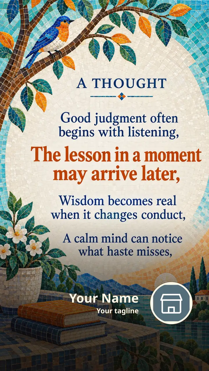 A THOUGHT - Good judgment often begins with listening, - Quote Image, Lotus, Nature
