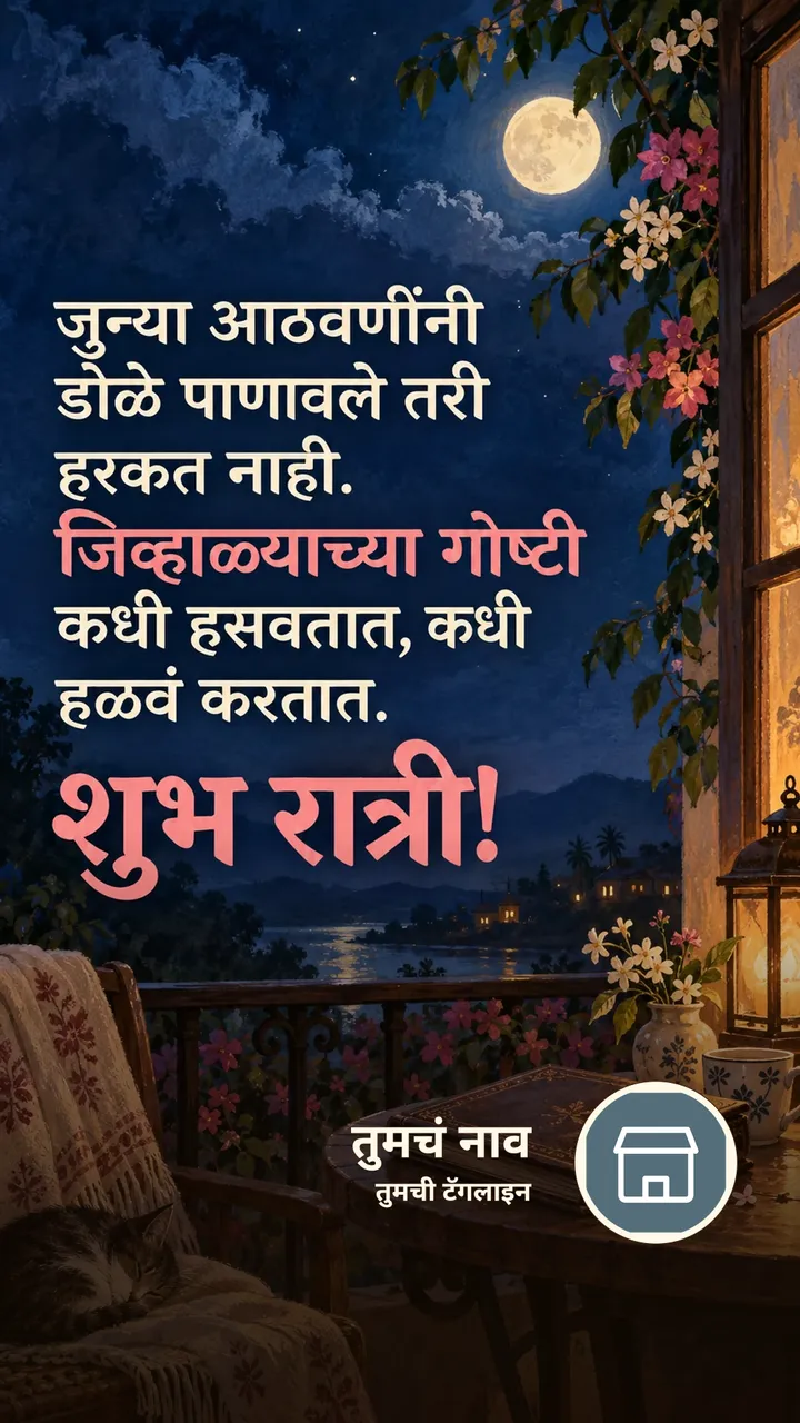 जुन्या आठवणींनी - Shubh Ratri Image, चंद्र, मित्र