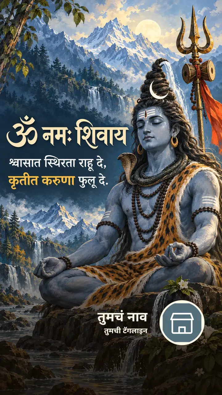 ॐ नमः शिवाय - श्वासात स्थिरता राहू दे, - Bhakti Image, डोंगर, नदी, शिव