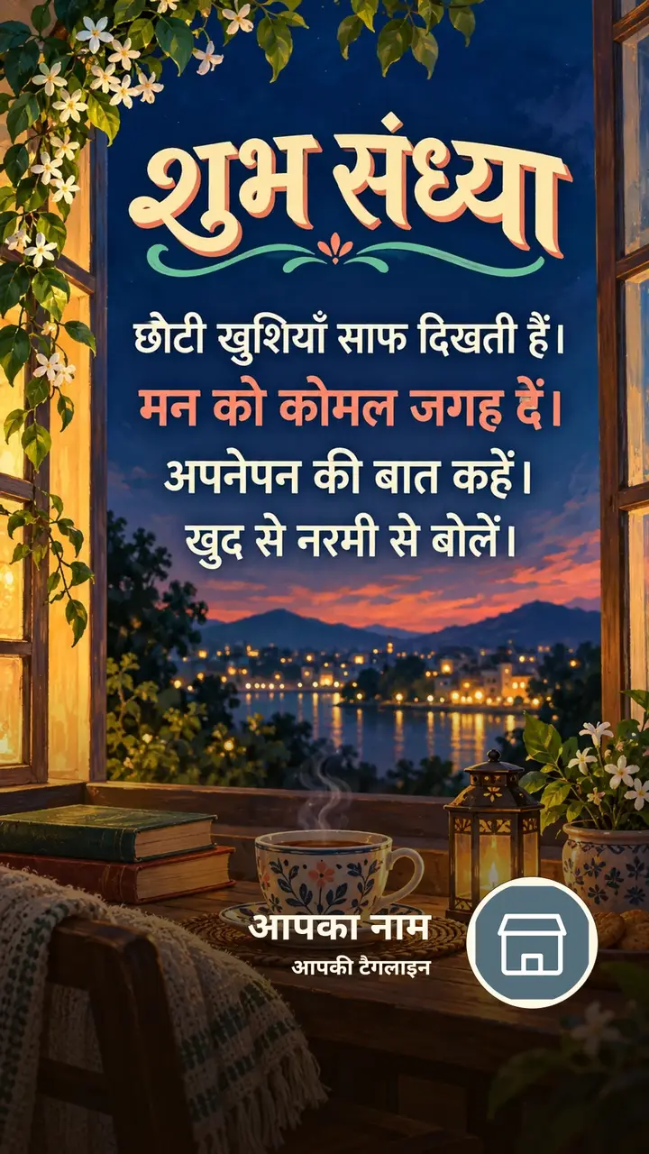 शुभ संध्या - छोटी खुशियाँ साफ दिखती हैं। - मन को कोमल - Sandhya Image