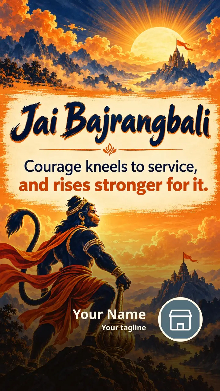 Jai Bajrangbali - Courage kneels to service, - Devotional Image, Hanuman