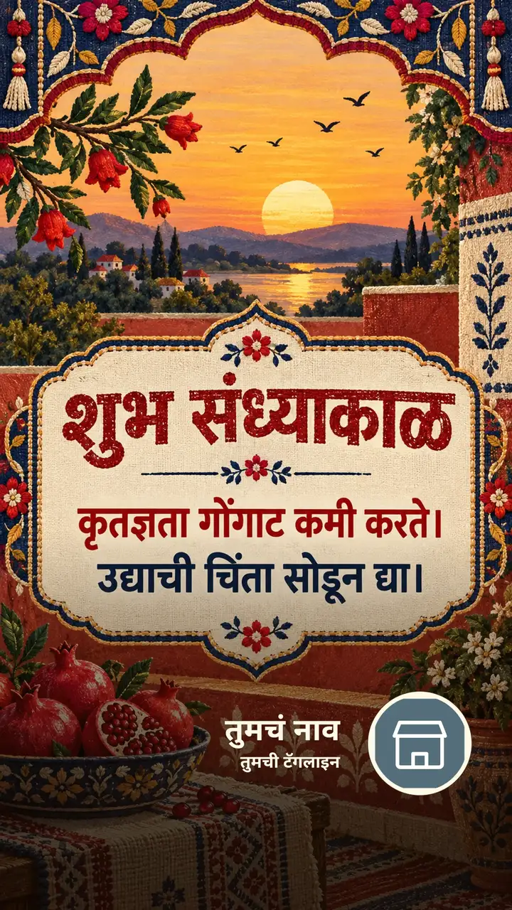 शुभ संध्याकाळ - कृतज्ञता गोंगाट कमी करते। - उद्याची चिंता सोडून द्या। - Sandhyakal Image