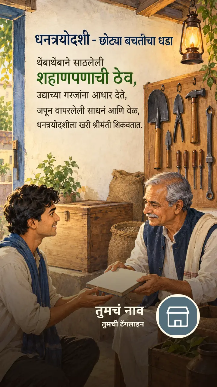 धनत्रयोदशी - छोट्या बचतीचा धडा - Festival Image, निसर्ग, दिवा, गाव, कुटुंब