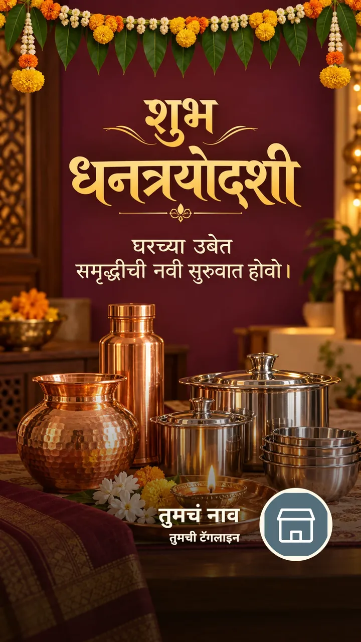 शुभ धनत्रयोदशी - घरच्या उबेत - Festival Image, फुलं, दिवा, कुटुंब
