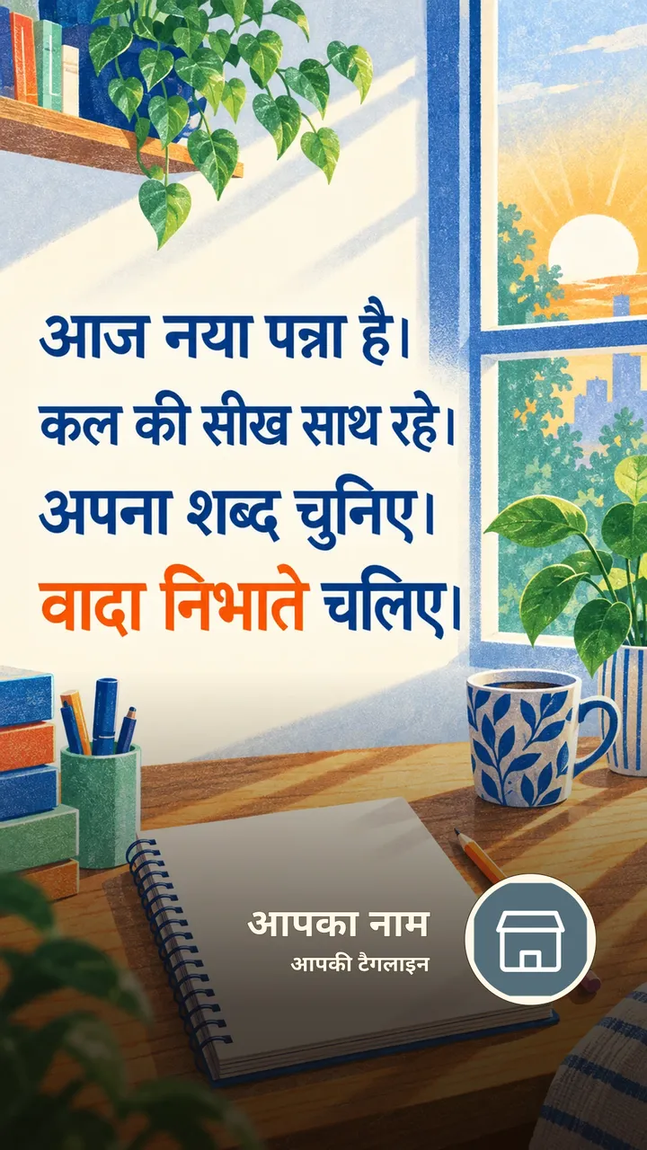 आज नया पन्ना है। - Suprabhat Image, सूर्योदय