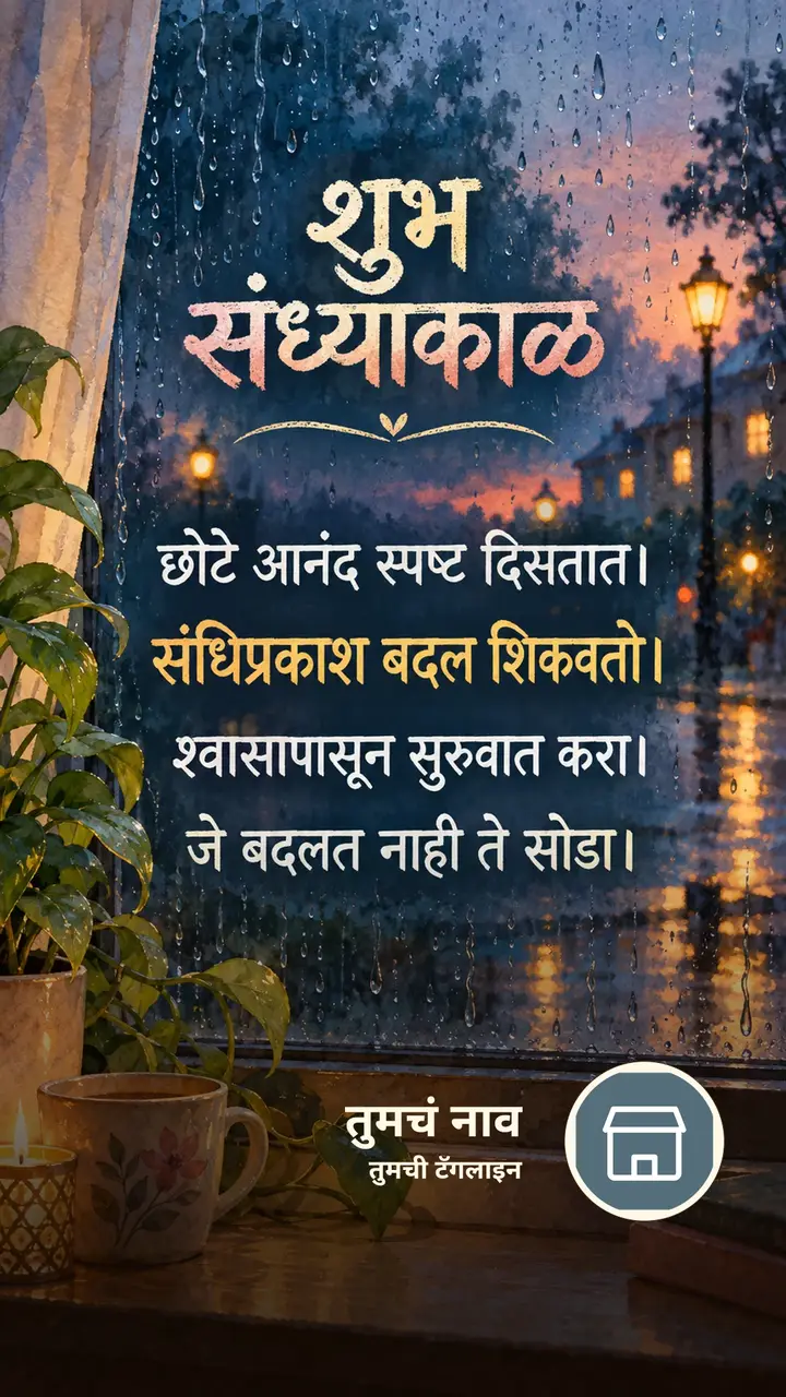 शुभ संध्याकाळ - छोटे आनंद स्पष्ट दिसतात। - संधिप्रकाश बदल शिकवतो। - Sandhyakal Image