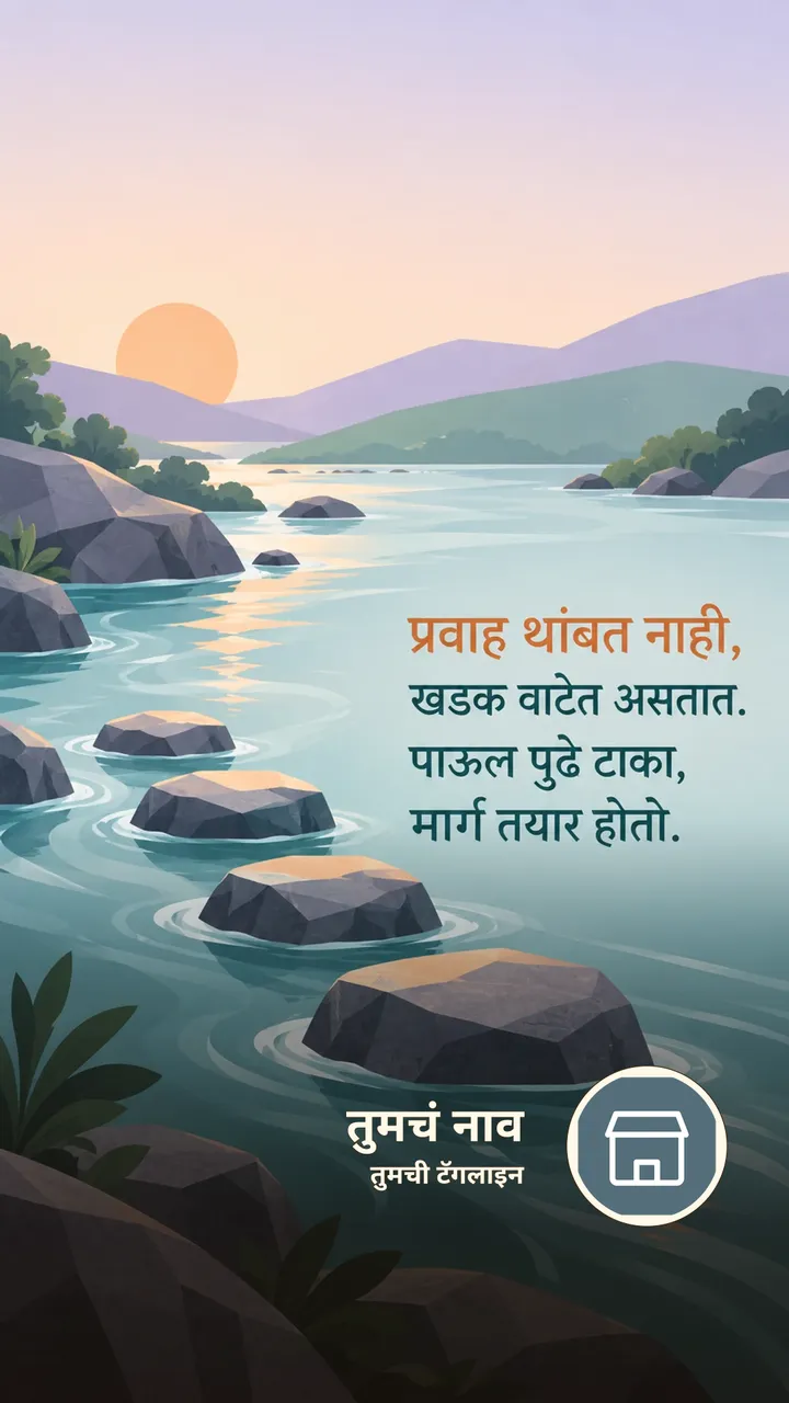 प्रवाह थांबत नाही, - Motivation Image, नदी