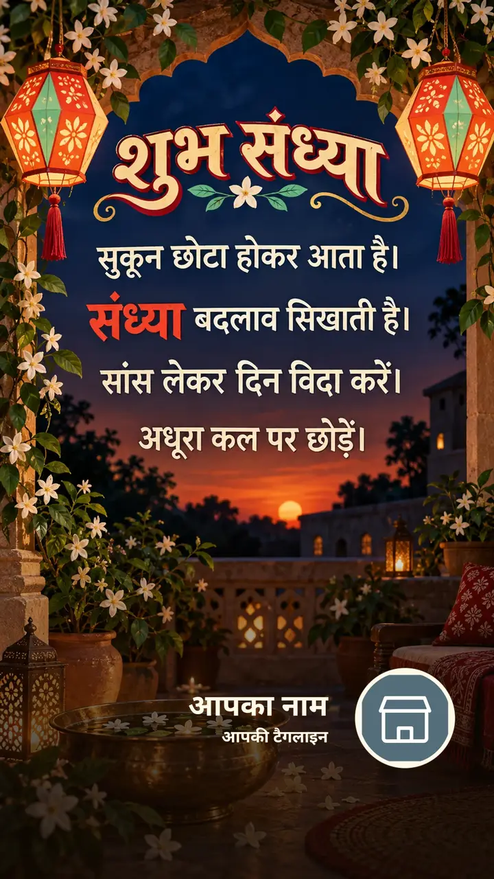 शुभ संध्या - सुकून छोटा होकर आता है। - संध्या बदलाव - Sandhya Image