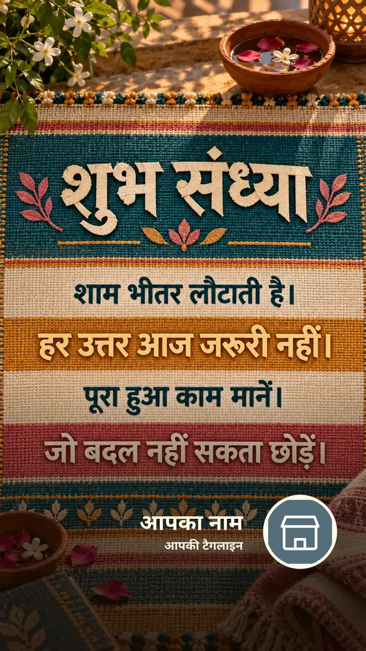 शुभ संध्या - शाम भीतर लौटाती है। - हर उत्तर आज जरूरी - Sandhya Image