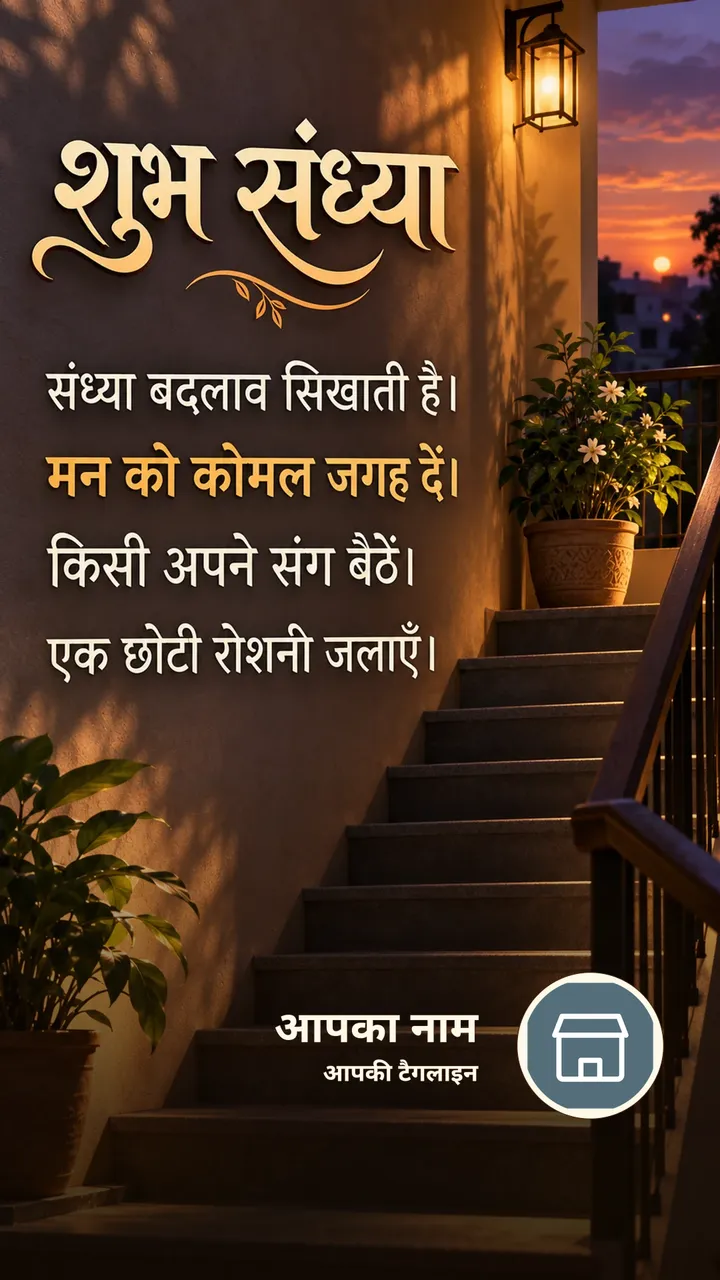 शुभ संध्या - संध्या बदलाव सिखाती है। - मन को कोमल जगह - Sandhya Image