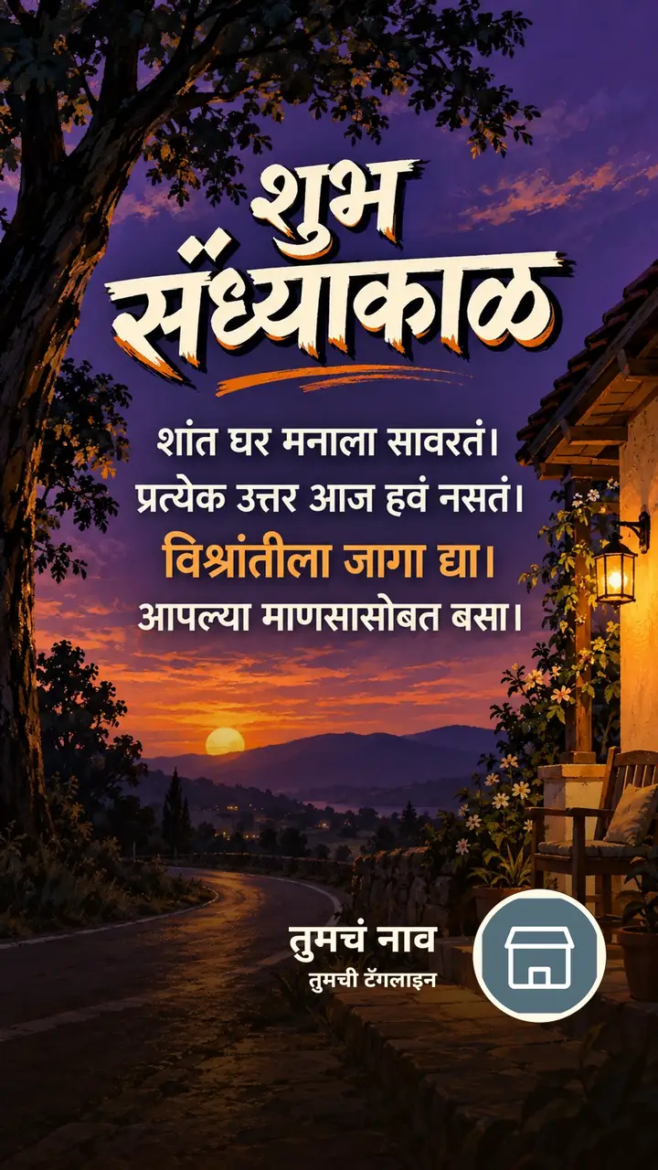शुभ संध्याकाळ - शांत घर मनाला सावरतं। - प्रत्येक उत्तर आज हवं नसतं। - Sandhyakal Image