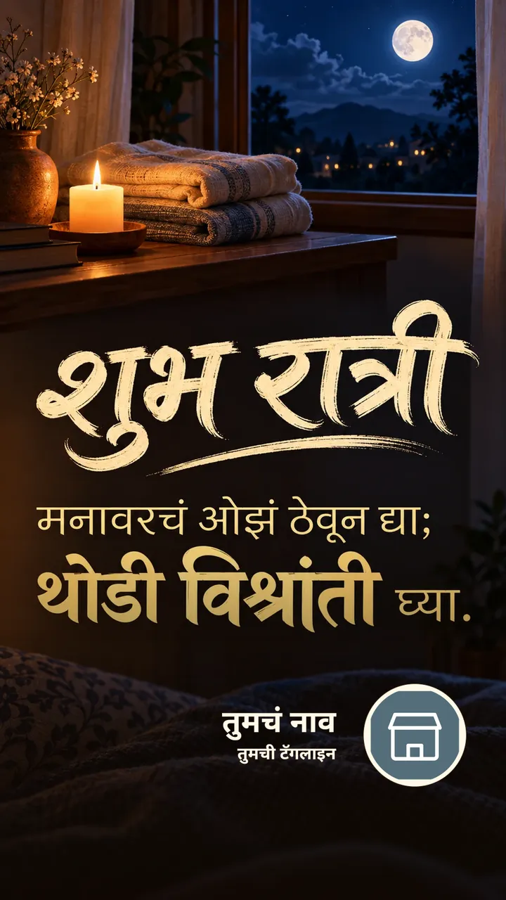 शुभ रात्री - मनावरचं ओझं ठेवून द्या; - Shubh Ratri Image, चंद्र, मेणबत्ती