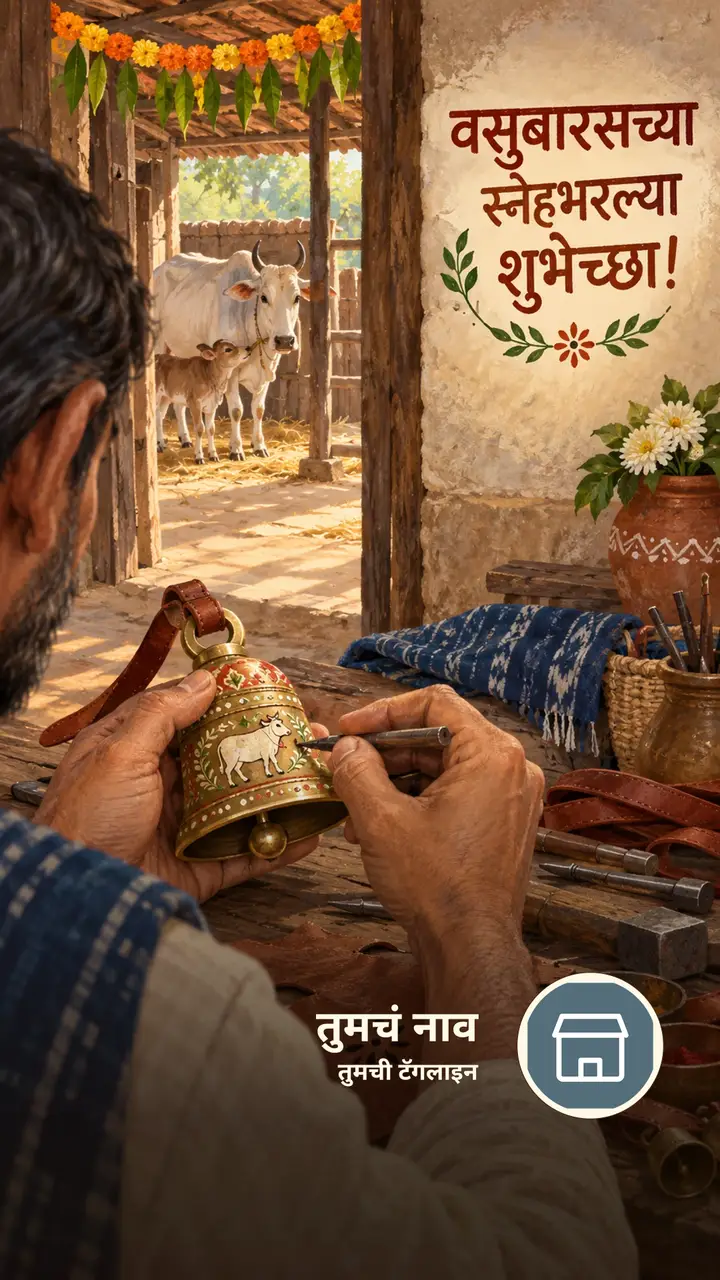 वसुबारसच्या स्नेहभरल्या शुभेच्छा! - Festival Image, फुलं, दिवा, गाव