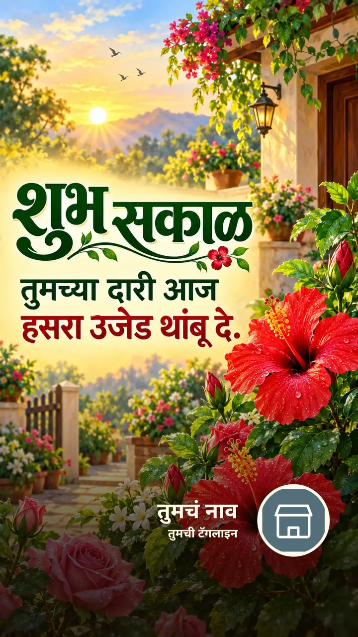 शुभ सकाळ - तुमच्या दारी आज - Shubh Sakal Image, फुलं, गुलाब, सूर्योदय