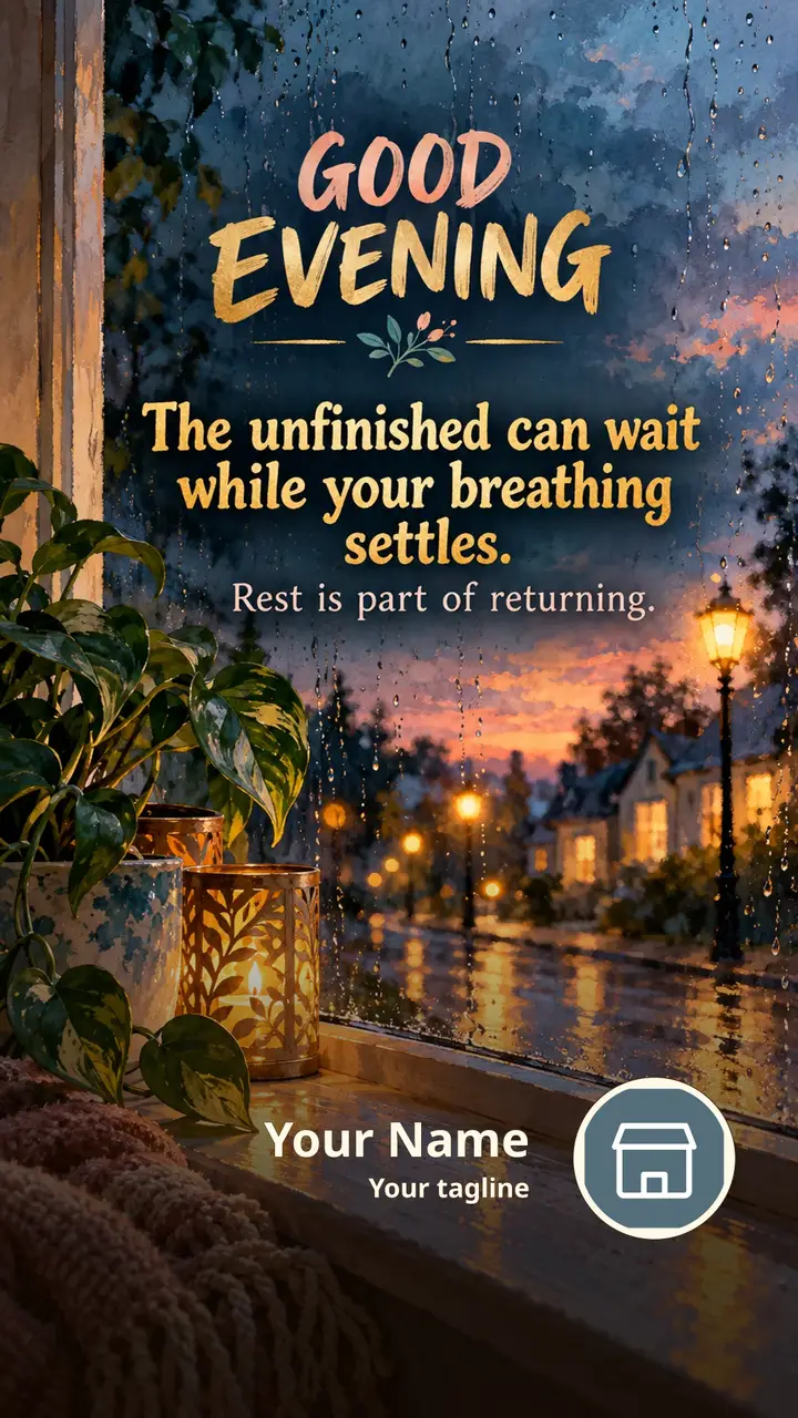 GOOD EVENING - The unfinished can wait while your breathing settles. - Good Evening Image