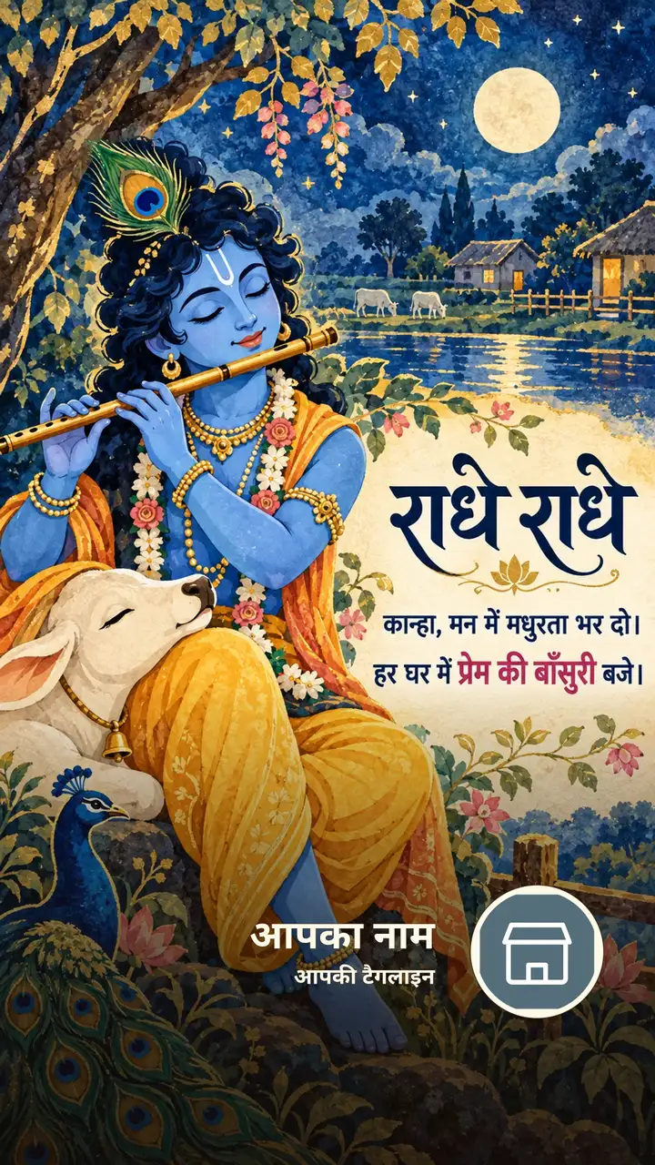 राधे राधे - कान्हा, मन में मधुरता भर दो। - Bhakti Image, कृष्ण